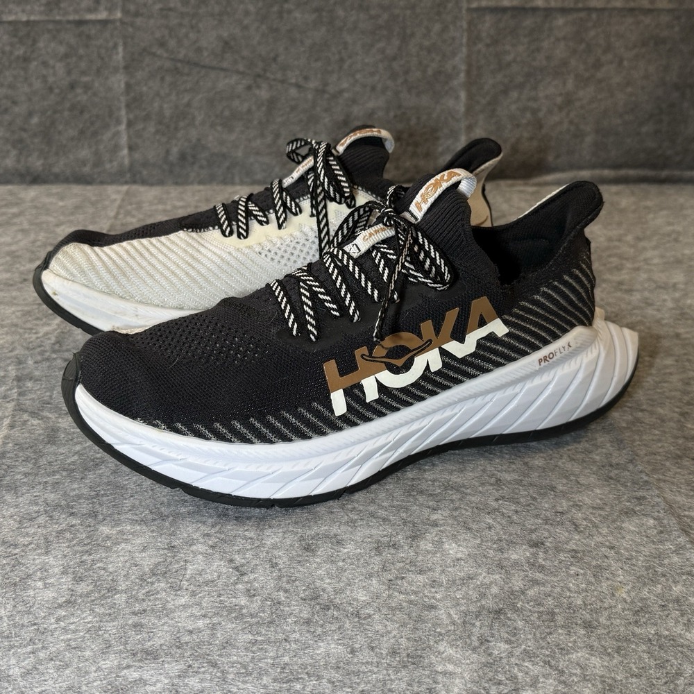 Hoka Carbon X 3 Women's Size 8 Black White Rose Gold Running Shoes 1123193 BWHT